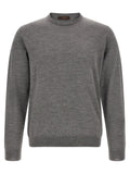 Grey Solid Crew Neck Sweater 1