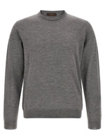 Grey Solid Crew Neck Sweater 1