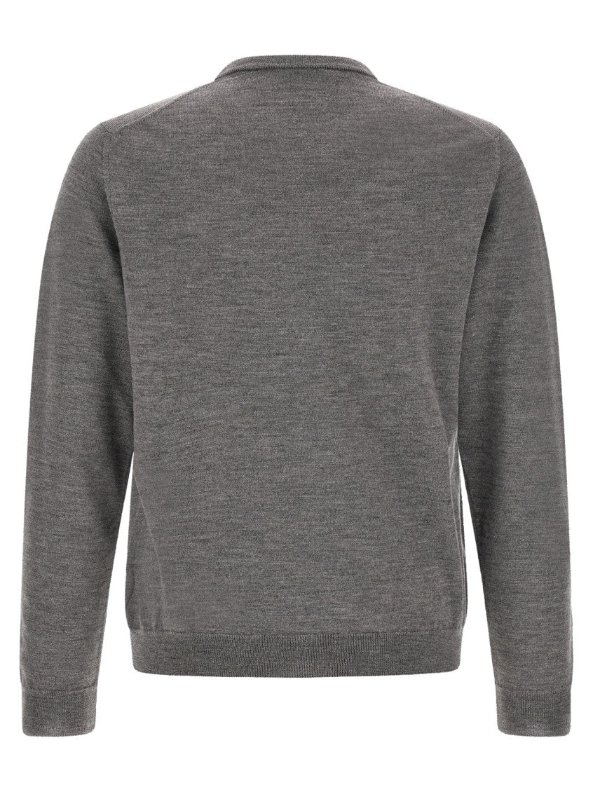 Grey Solid Crew Neck Sweater 2