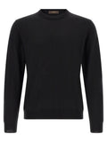 Black Solid Crew Neck Sweater 1