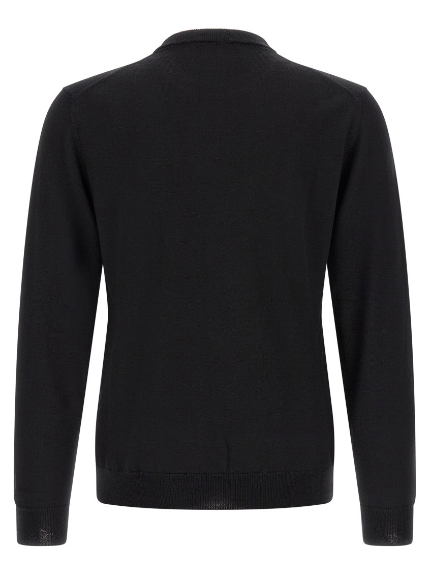 Black Solid Crew Neck Sweater 2