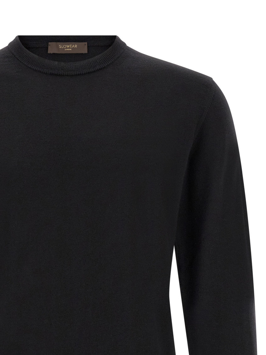 Black Solid Crew Neck Sweater 3