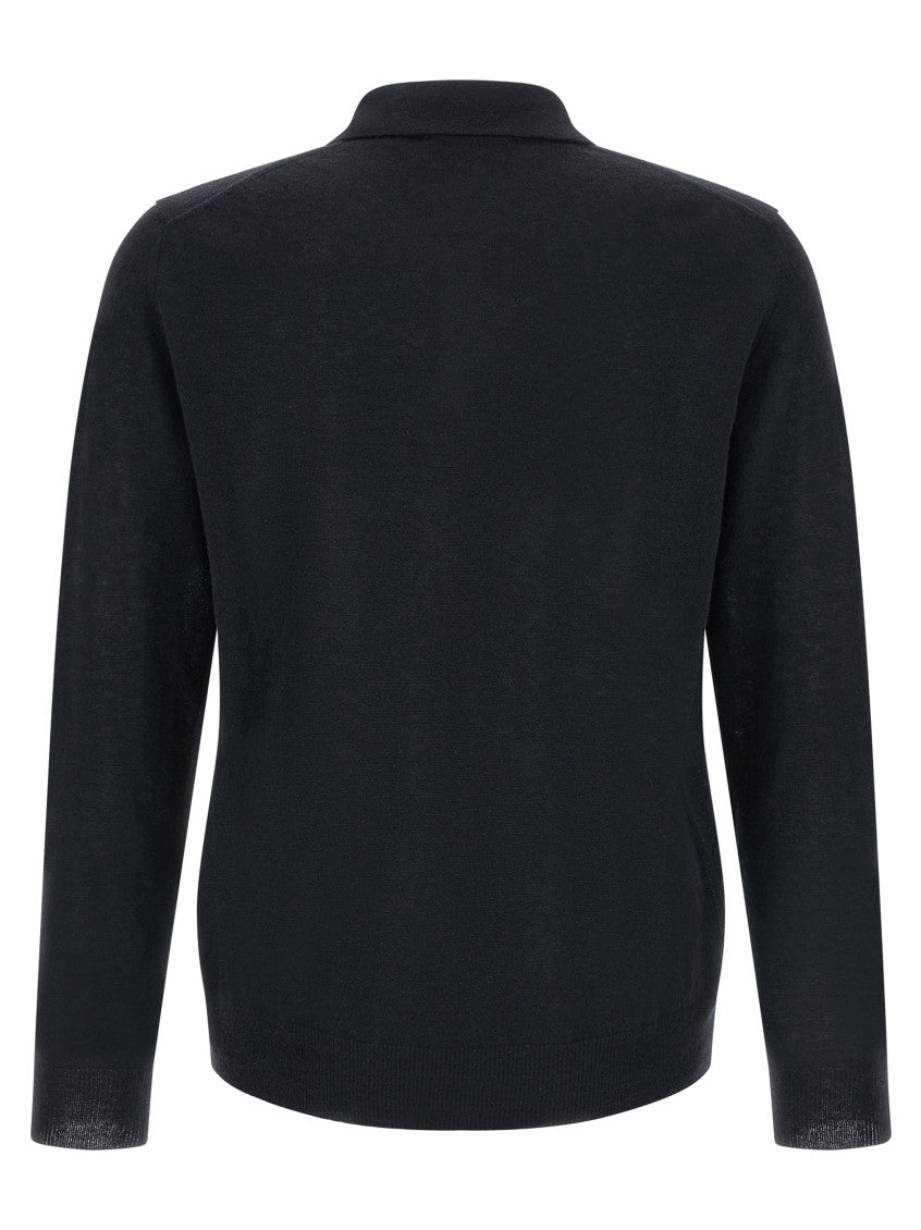 Blue Solid Polo Sweater 2