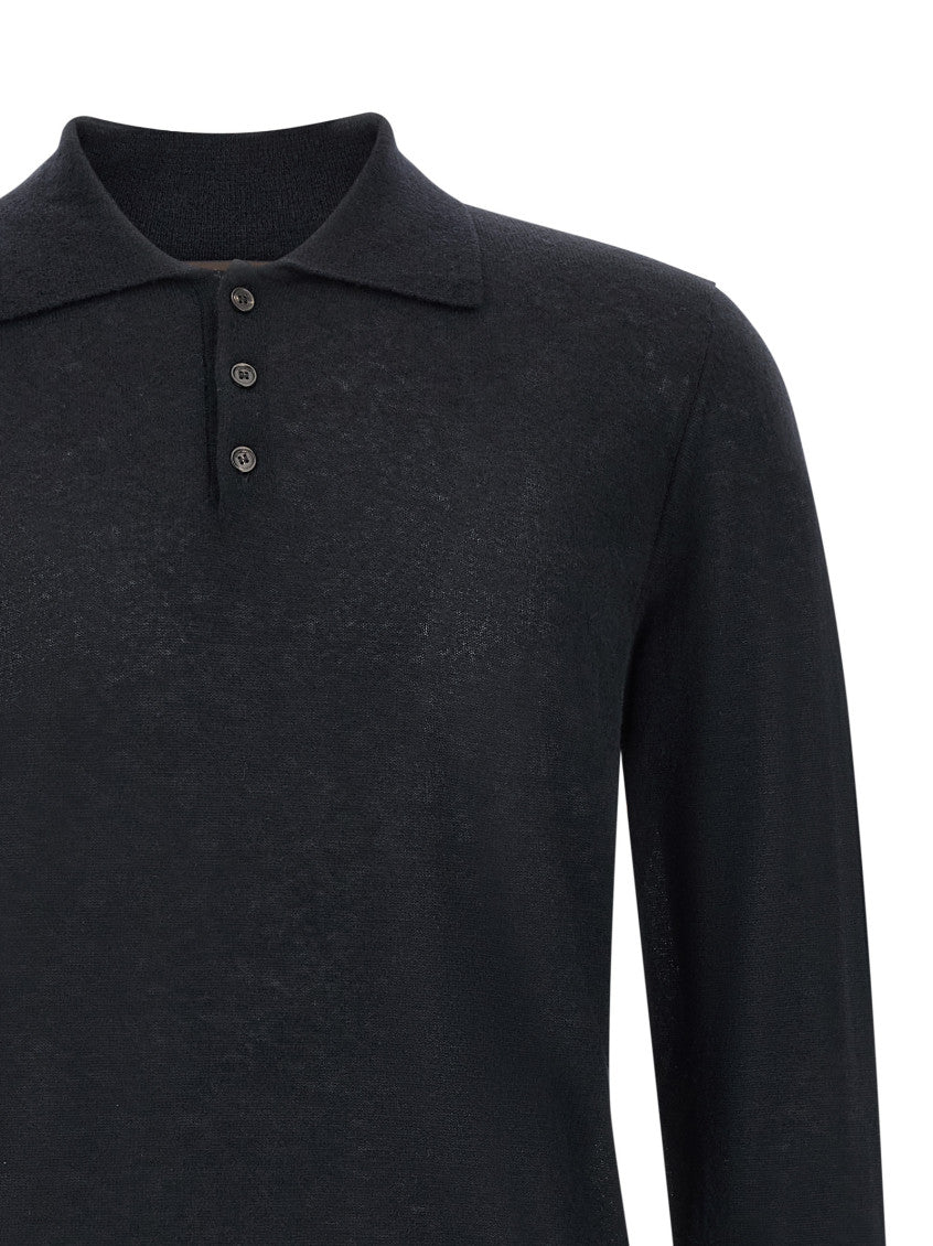 Blue Solid Polo Sweater 3