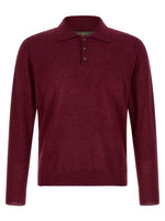 Maroon Solid Polo Sweater 1