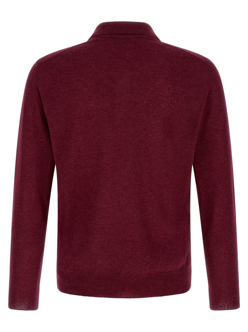 Maroon Solid Polo Sweater 2