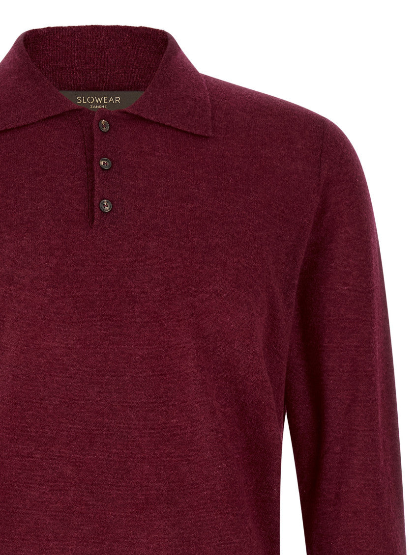 Maroon Solid Polo Sweater 3