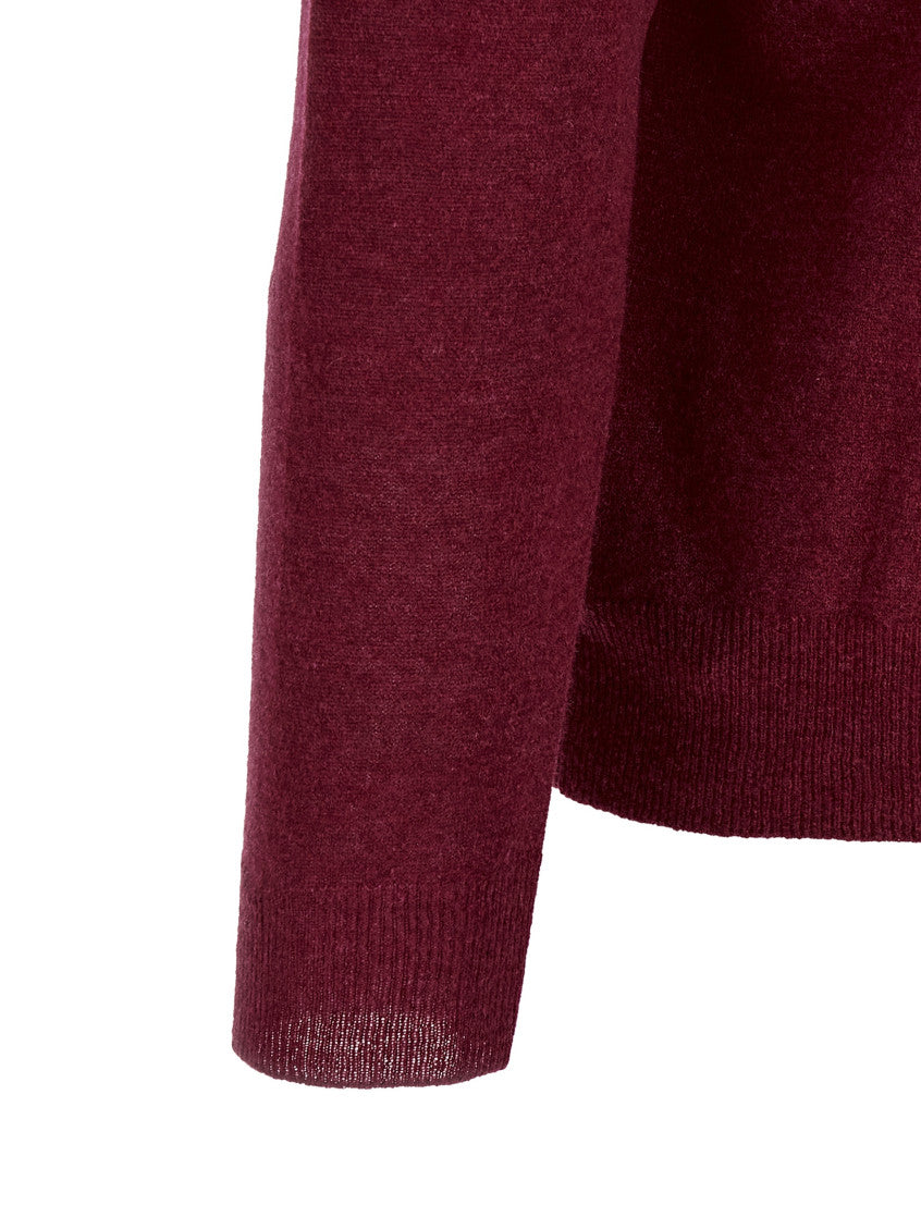 Maroon Solid Polo Sweater 4