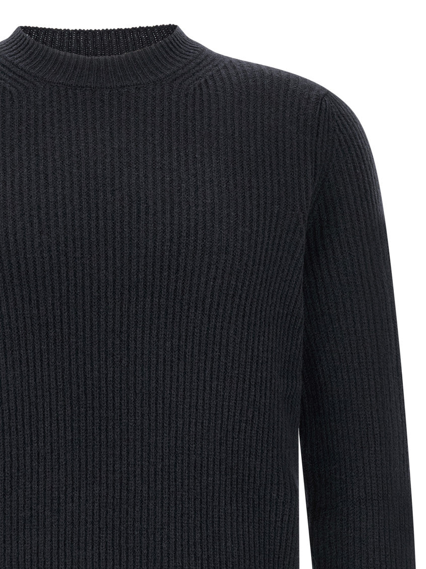 Navy Blue Knitted Crew Neck Sweater 3