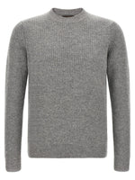Grey Knitted Crew Neck Sweater 1