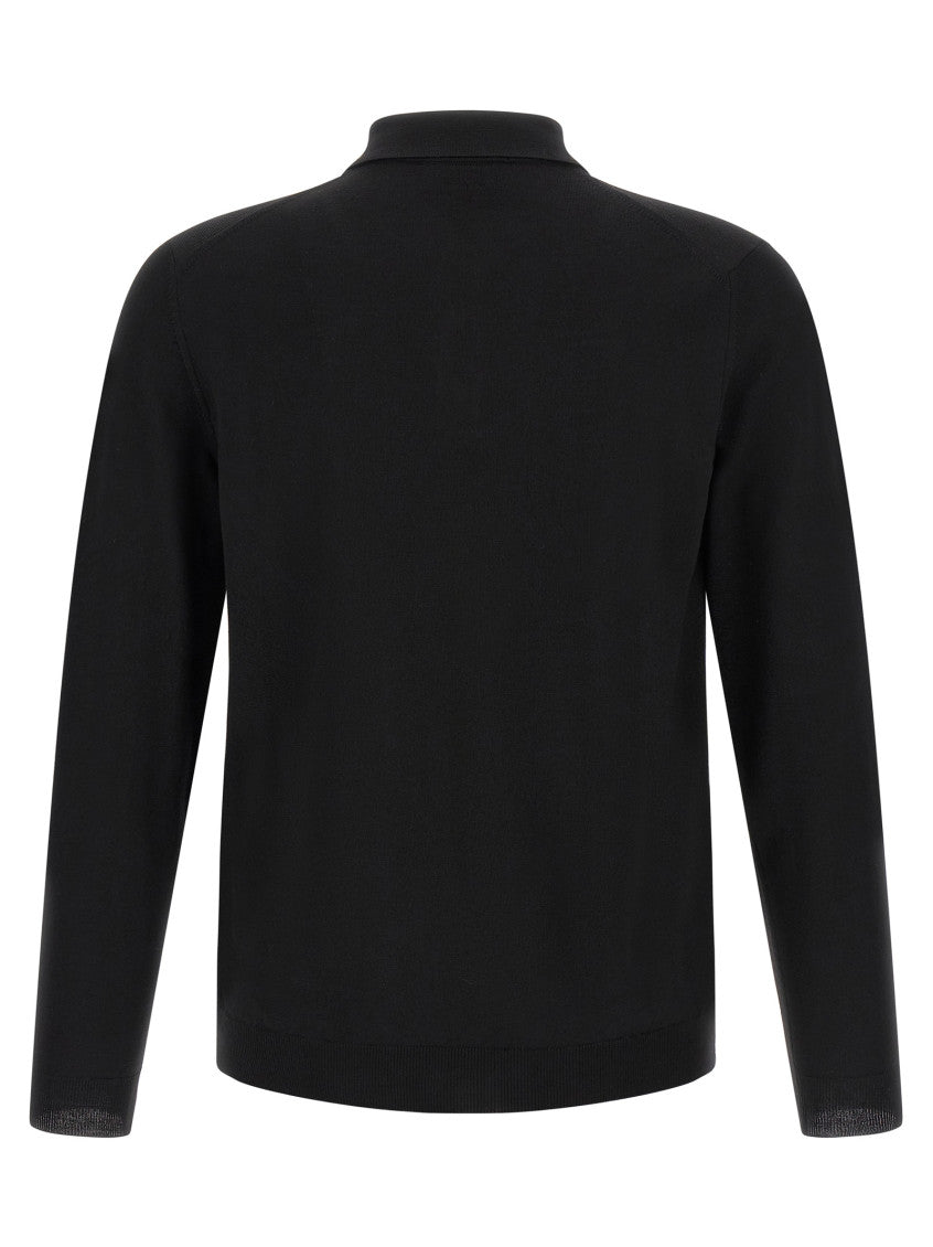 Black Solid Polo Sweater 2