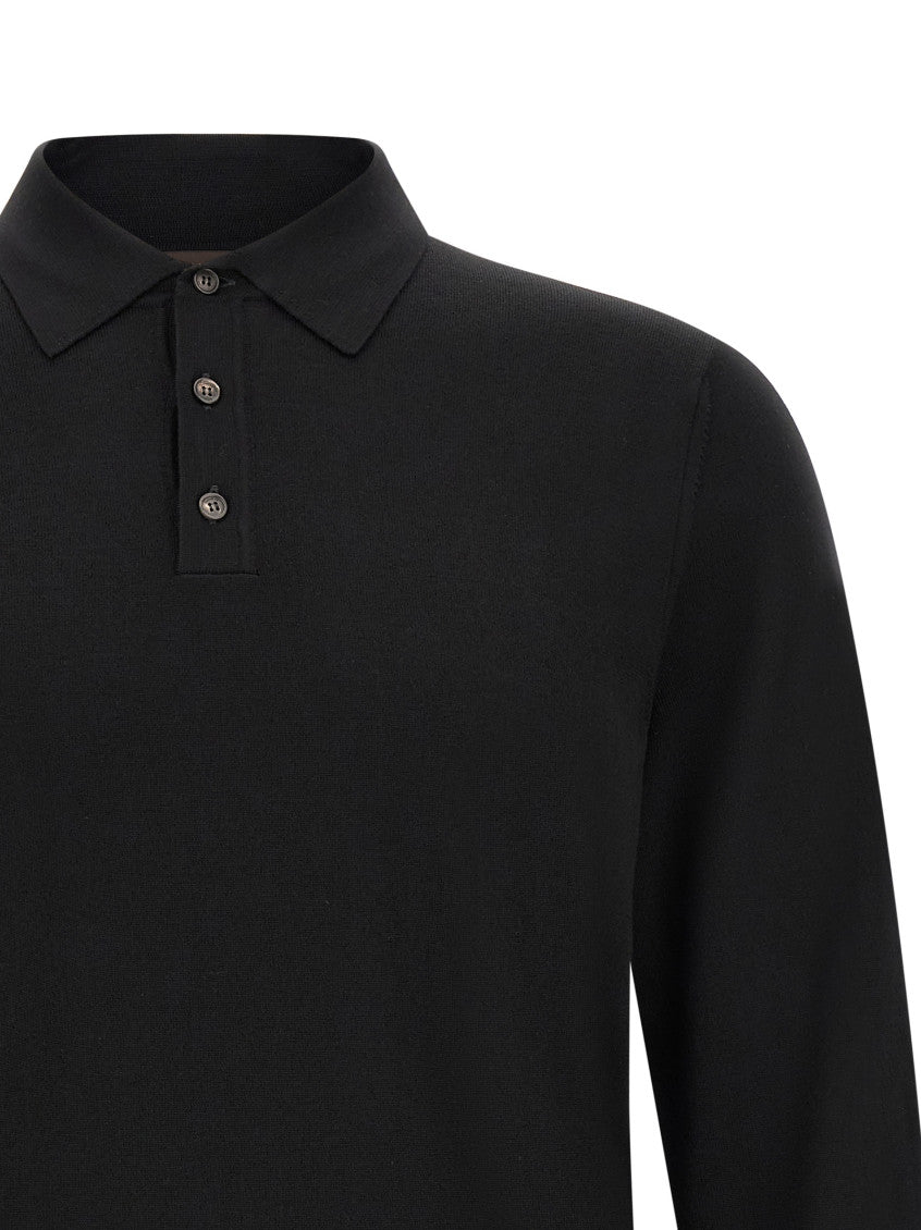 Black Solid Polo Sweater 3