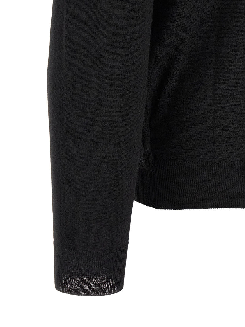 Black Solid Polo Sweater 4