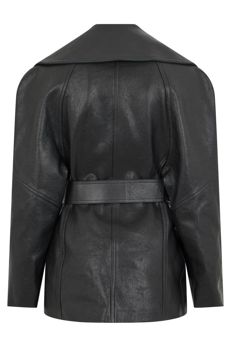 Black Solid Notched Lapel Jacket 2