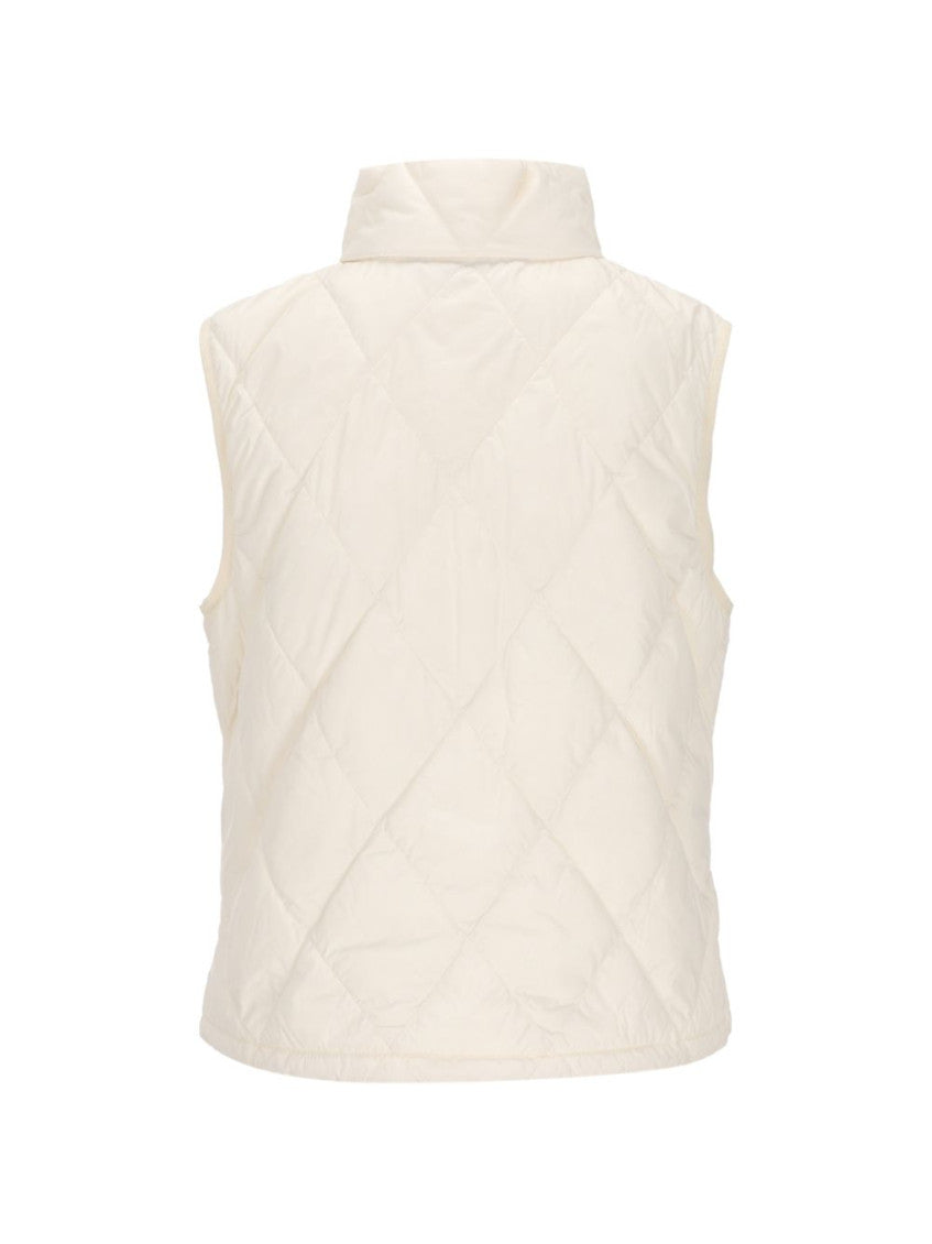 White Quilted Mock Collar Jacket 2