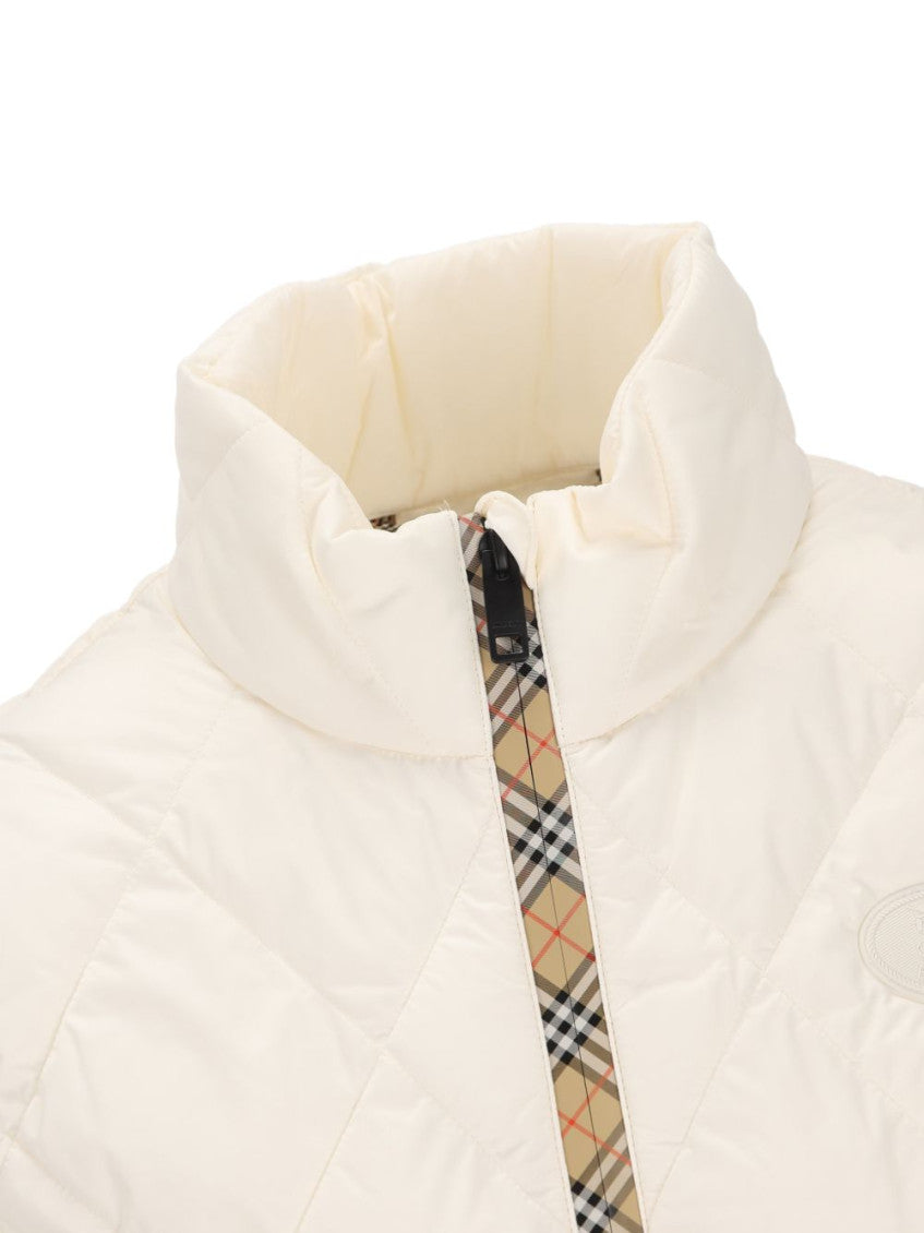 White Quilted Mock Collar Jacket 4