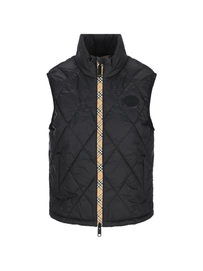 Black Quilted Mock Collar Jacket 1