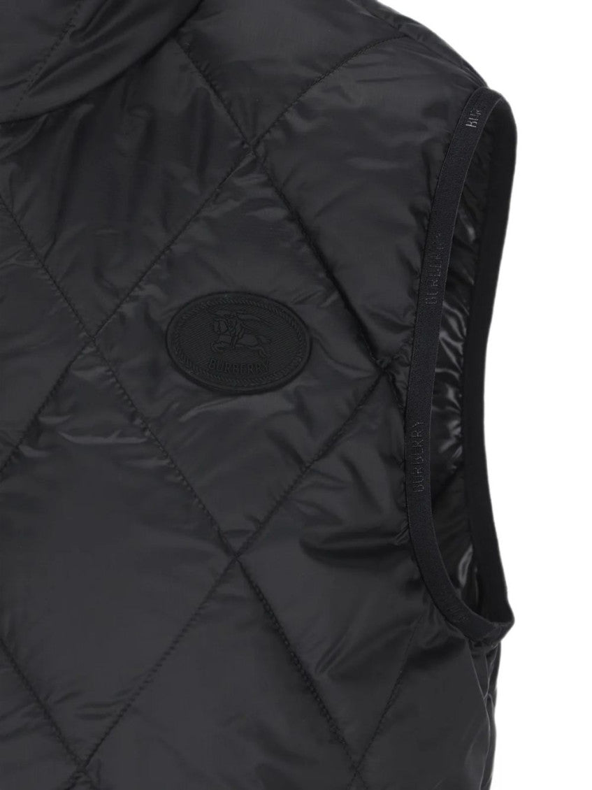 Black Quilted Mock Collar Jacket 3