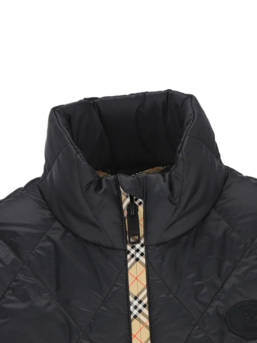 Black Quilted Mock Collar Jacket 4