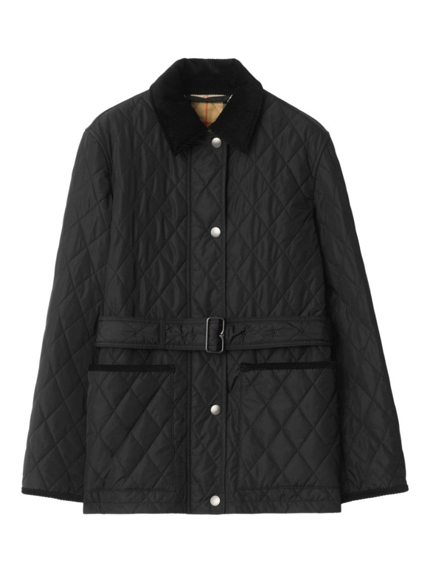 Black Quilted Shirt Collar Jacket 1