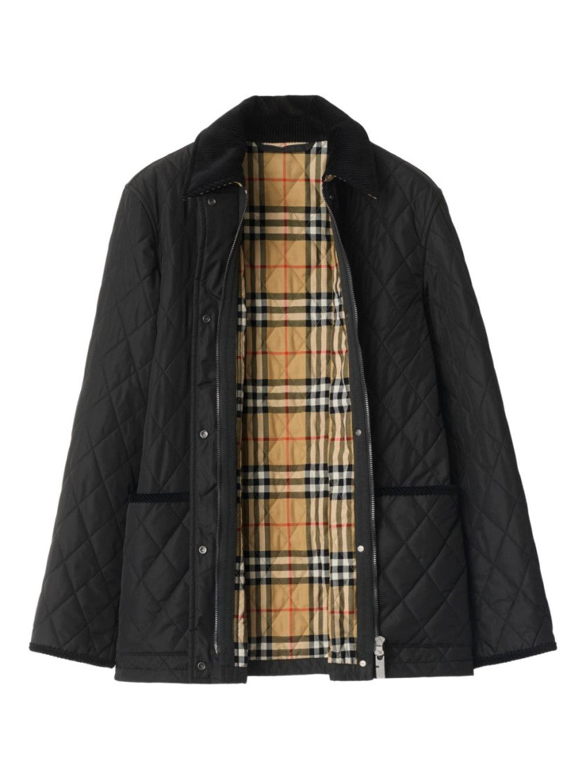 Black Quilted Shirt Collar Jacket 2