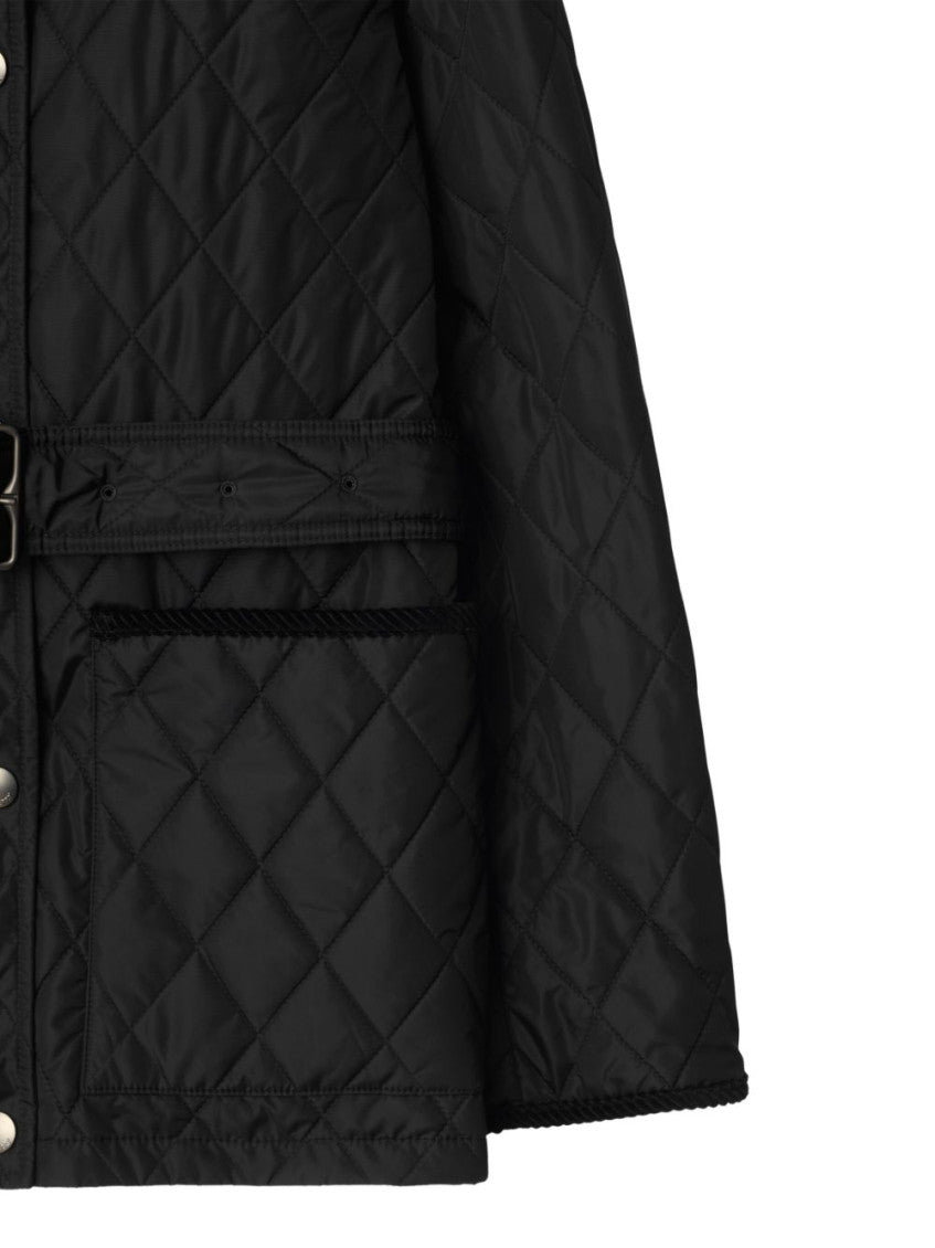 Black Quilted Shirt Collar Jacket 3