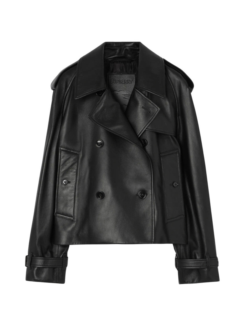 Black Notched Lapel Trench Coat 1