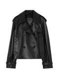 Black Notched Lapel Trench Coat 1