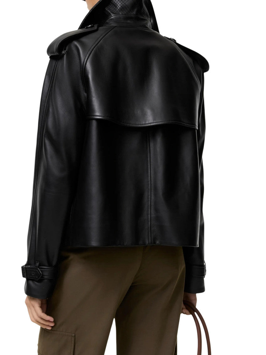 Black Notched Lapel Trench Coat 3