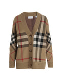 Beige Checks V Neck Cardigan 1