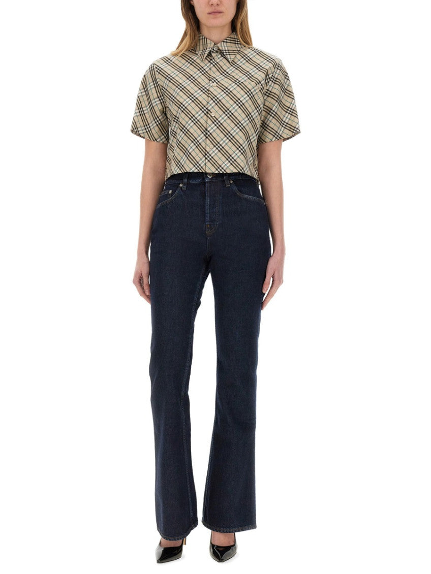 Blue Flared High Rise Jeans 2