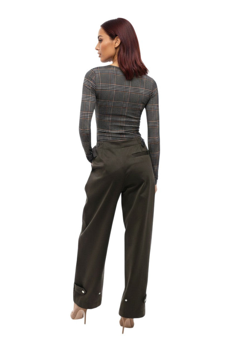 Dark Green Loose Pleated Pants 2