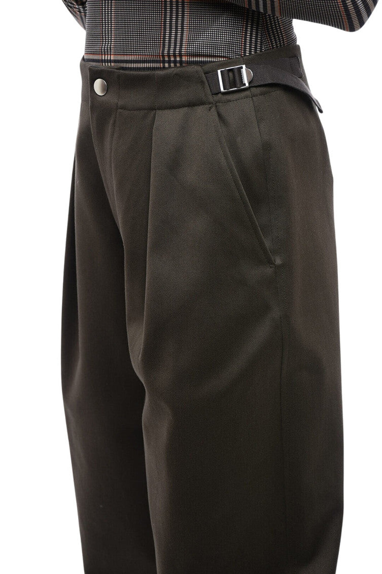 Dark Green Loose Pleated Pants 3
