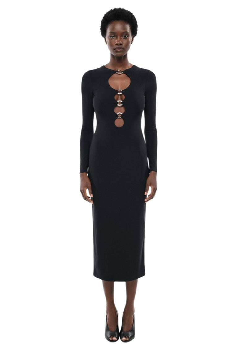 Black Round Neck Midi Dress 1