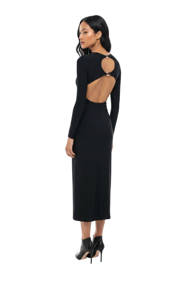 Black Round Neck Midi Dress 2