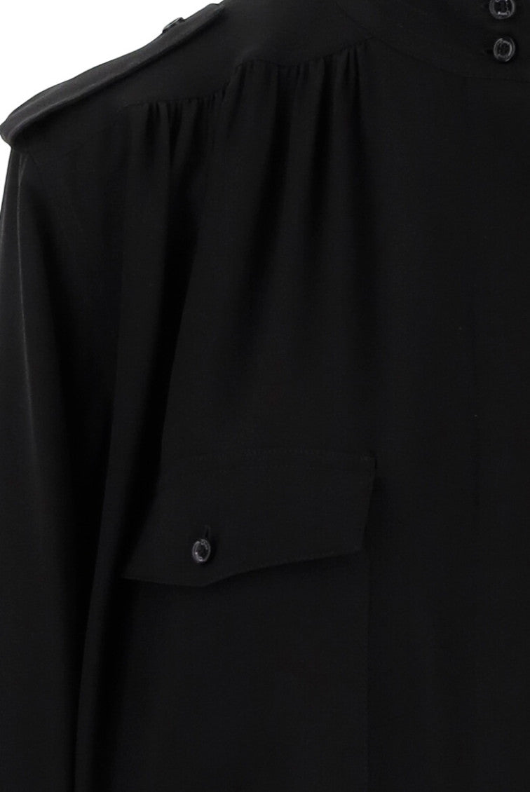 Black Relaxed Pleated Shirt 3