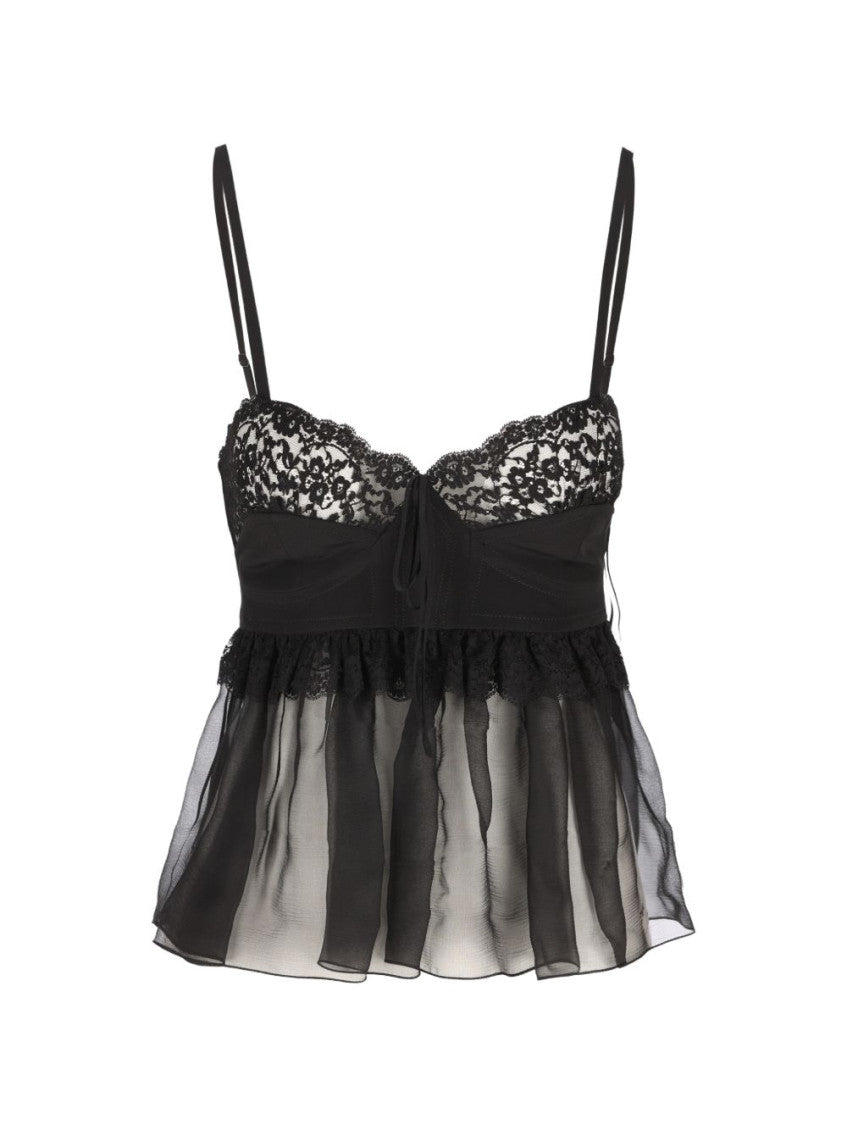 Black Lace Sweet Heart Neck Top 1