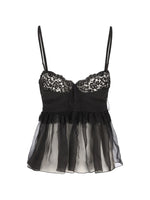 Black Lace Sweet Heart Neck Top 1