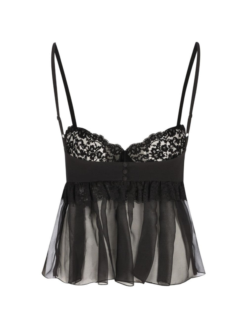 Black Lace Sweet Heart Neck Top 2