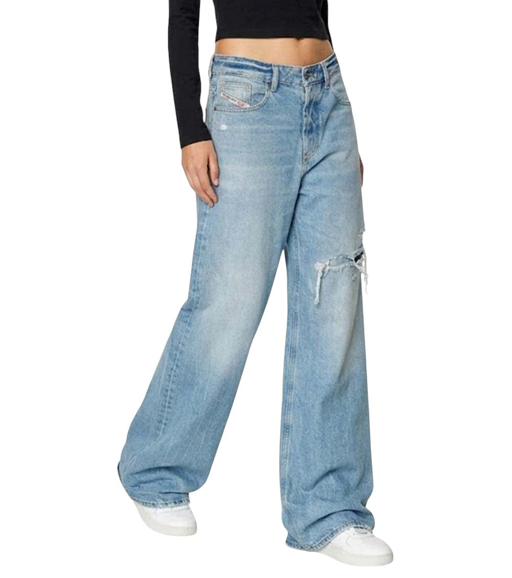 Blue Flared Mid Rise Jeans 1