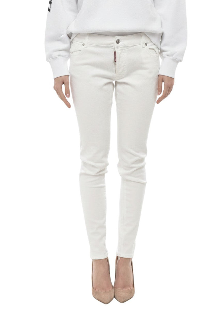 White Skinny Mid Rise Jeans 1