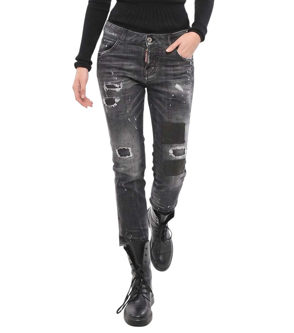 Grey Skinny Mid Rise Jeans 1