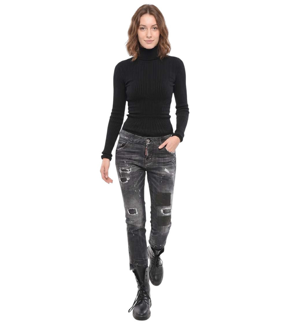 Grey Skinny Mid Rise Jeans 3