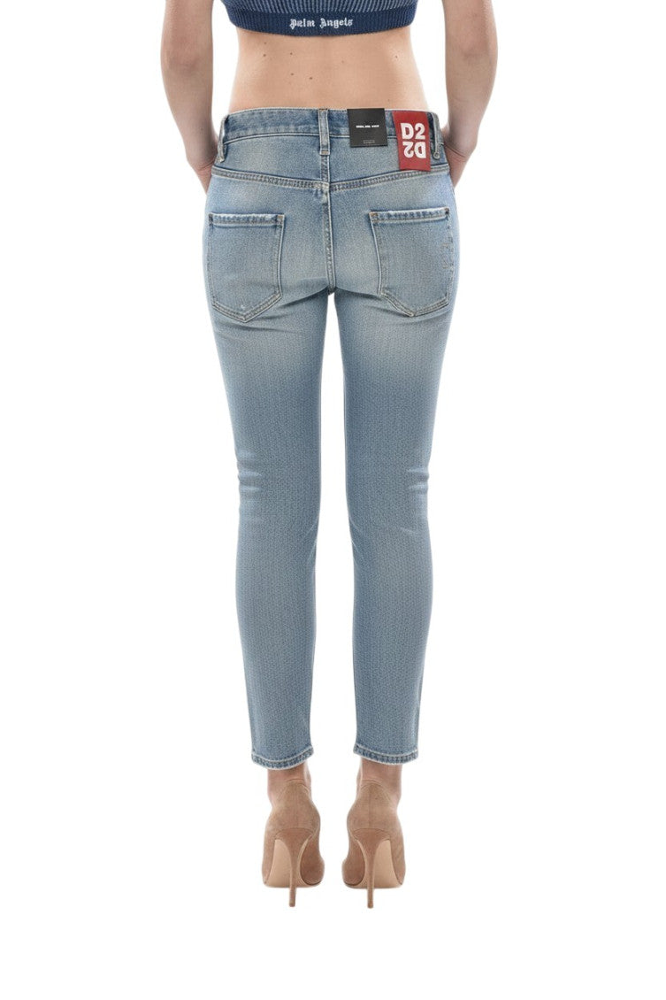 Blue Skinny Mid Rise Jeans 2