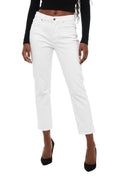 White Straight Mid Rise Jeans 1