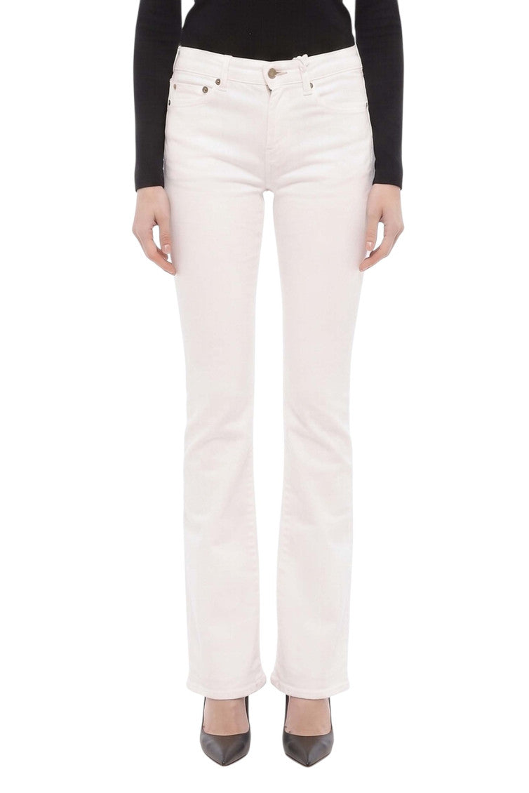 White Bootcut Mid Rise Jeans 1