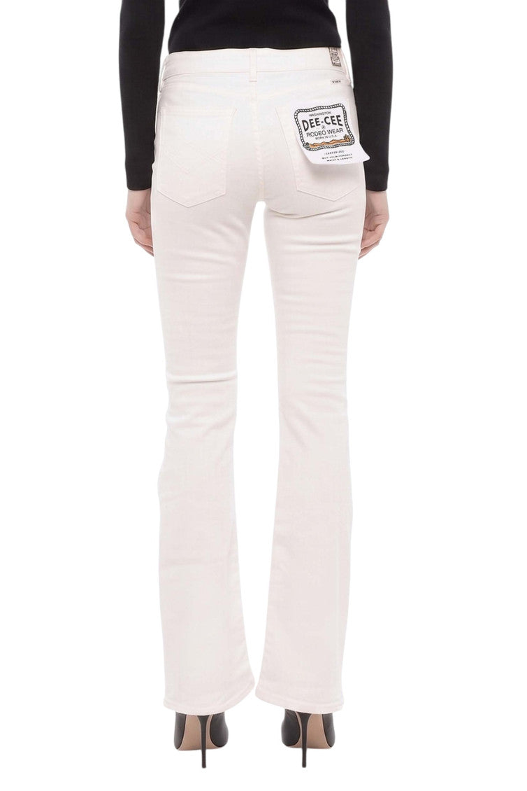 White Bootcut Mid Rise Jeans 2