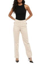 Beige Straight High Rise Jeans 1