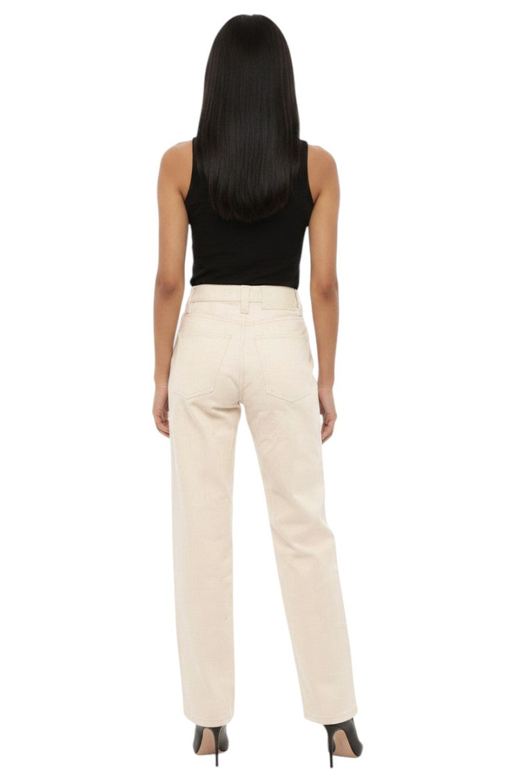 Beige Straight High Rise Jeans 2