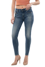 Blue Skinny Mid Rise Jeans 1